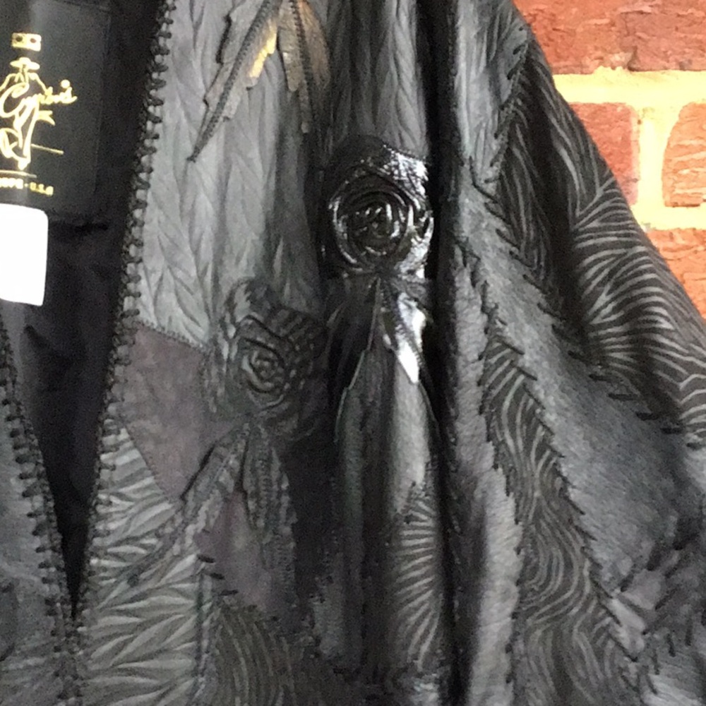 Leather Open Front Womans Rose Jacket - image 7